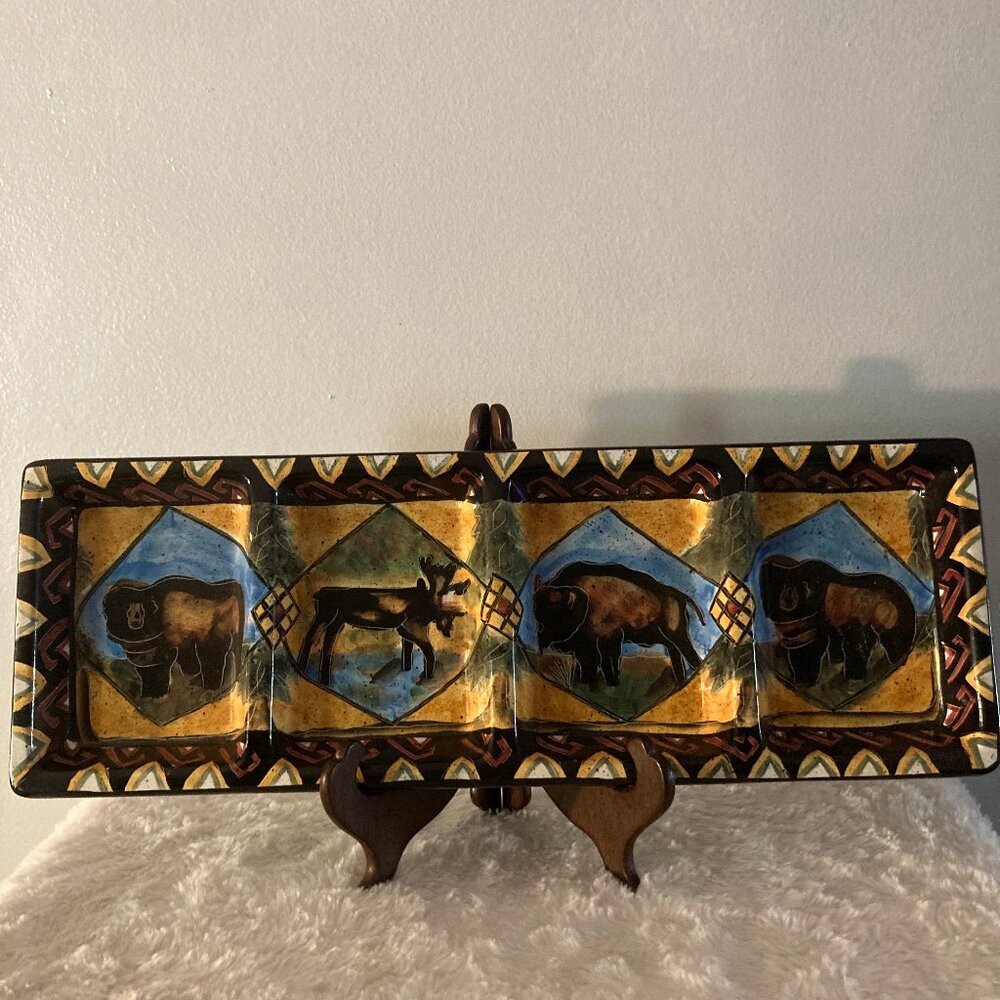 Baum Brothers Style-Eyes Woodland Collection (4) Section Serving Dish